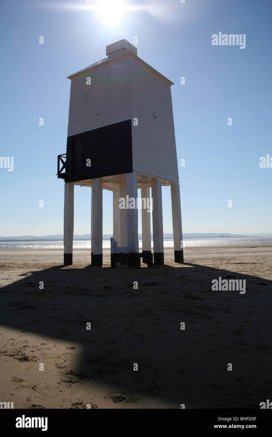 Le phare historique de la station balnéaire de Burnham-on-Sea, dans le Somerset. Banque D'Images