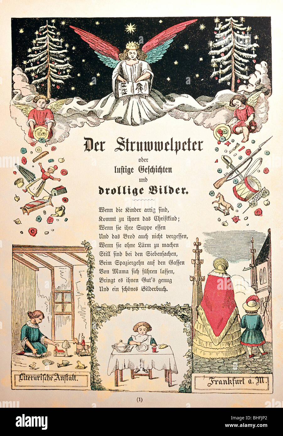 Littérature, 'er Struwwelpeter' (Shaggy Peter), illustration de Heinrich Hoffmann, Cover, 1876, Banque D'Images