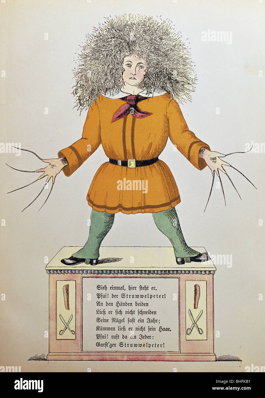 Littérature, 'er Struwwelpeter' (Shaggy Peter), illustration de Heinrich Hoffmann, Cover, 1876, Banque D'Images