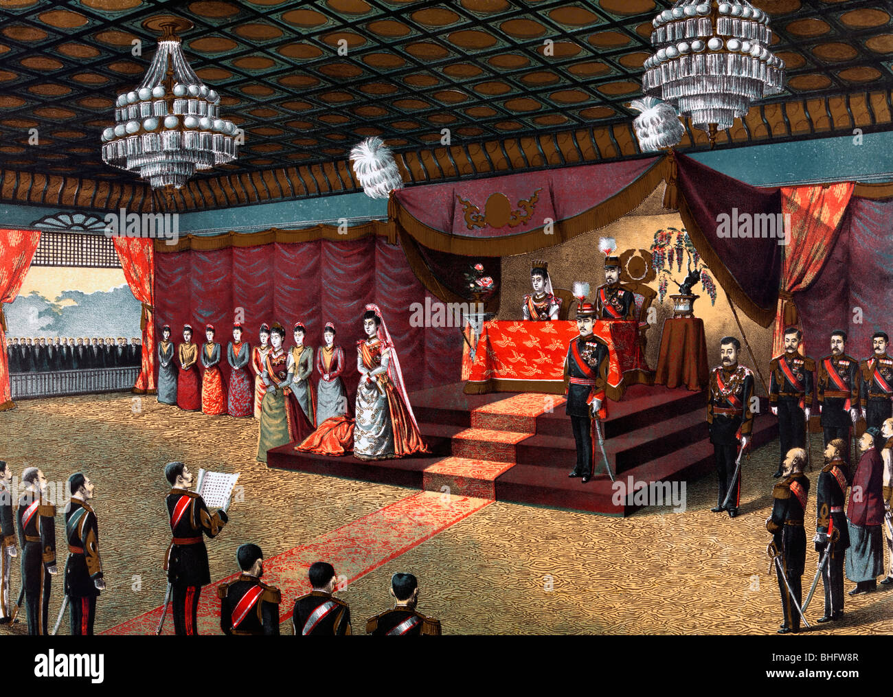 Réception de Mariage du Prince héritier Yoshihito et Princesse Kujō Sadako du Japon, 1900 Banque D'Images