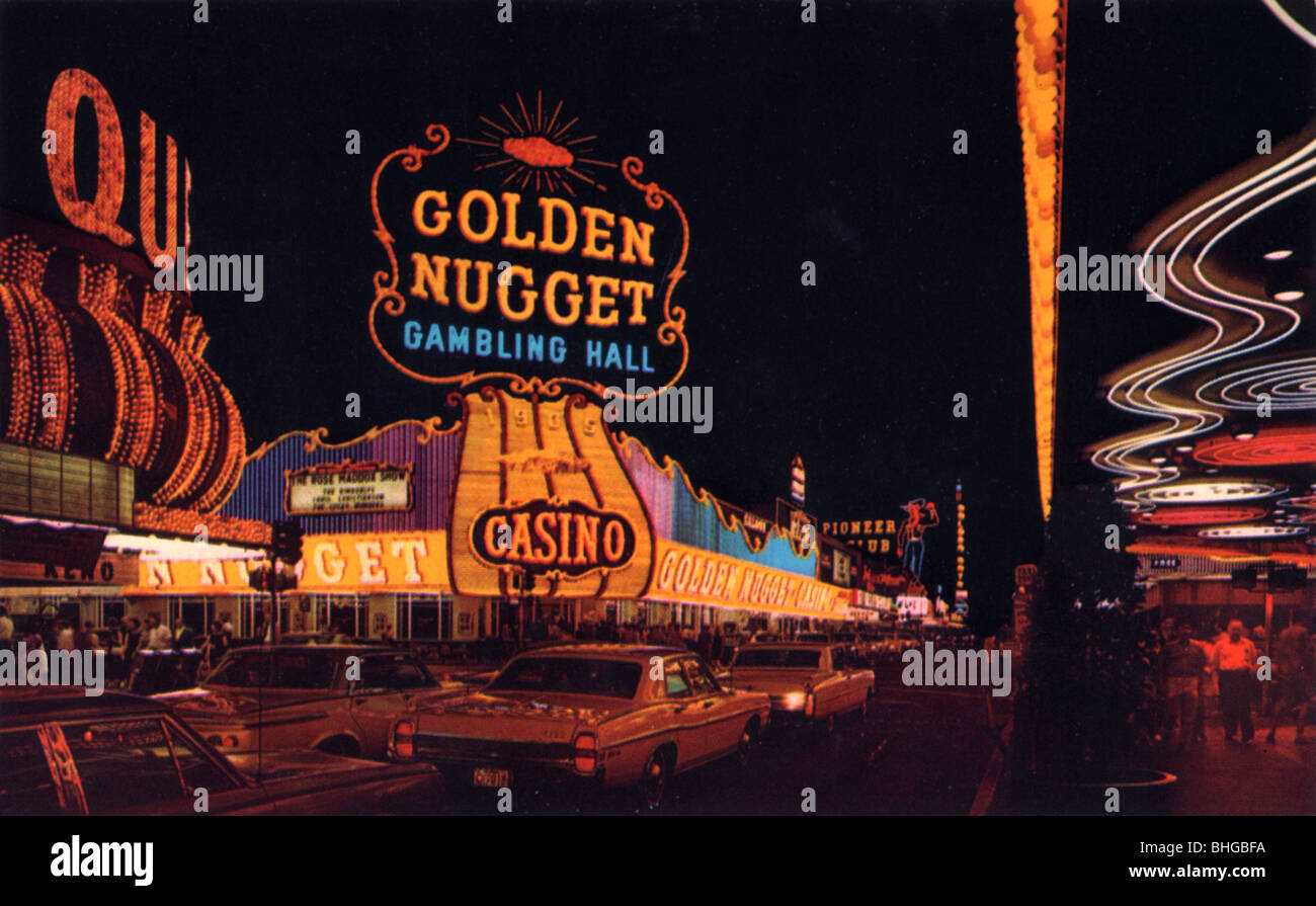 Nuit à Fremont Street, Las Vegas, Nevada, USA, 1968. Artiste : Inconnu Banque D'Images