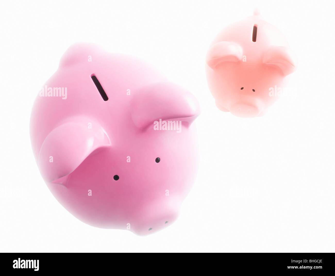 Piggy Banks on white Banque D'Images