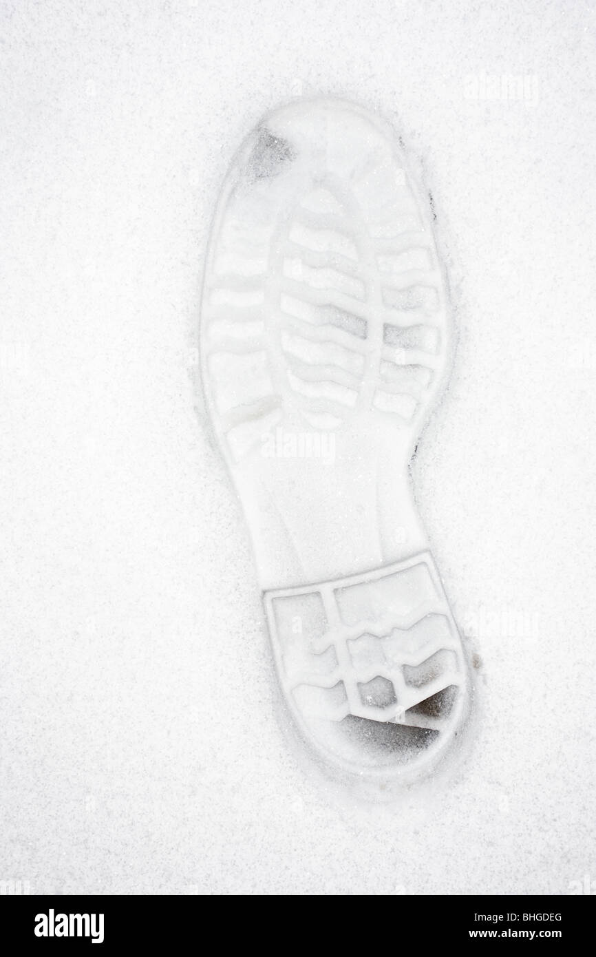 La marque d'une chaussure dans la neige, la Suède. Banque D'Images