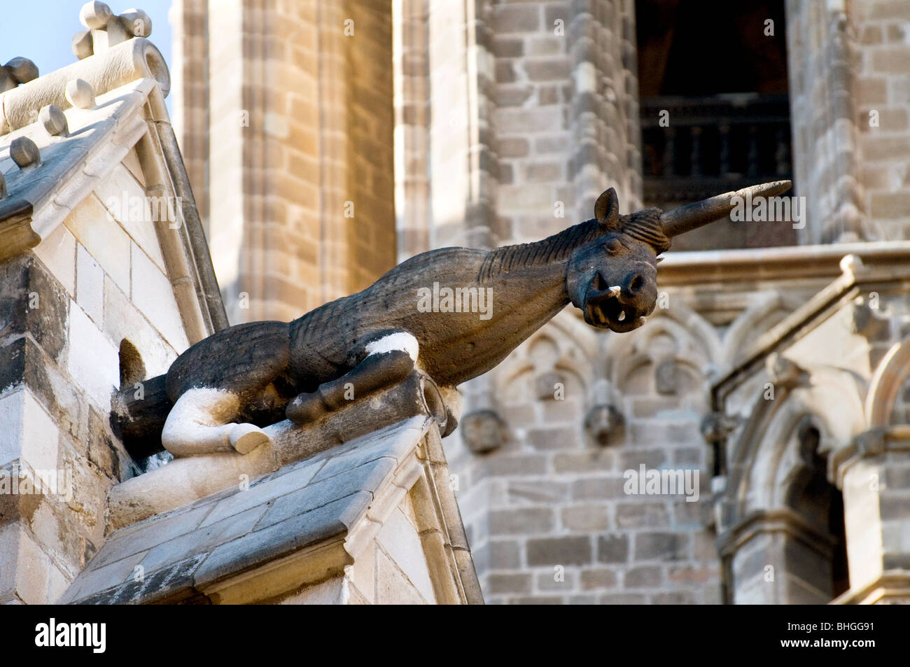 Gargouille dans le Barrio Gótico de Barcelone, Espagne Banque D'Images