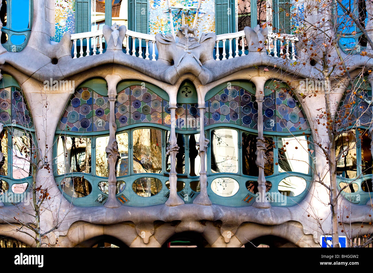 Close up de la Casa Batlló, Barcelone, Espagne Banque D'Images