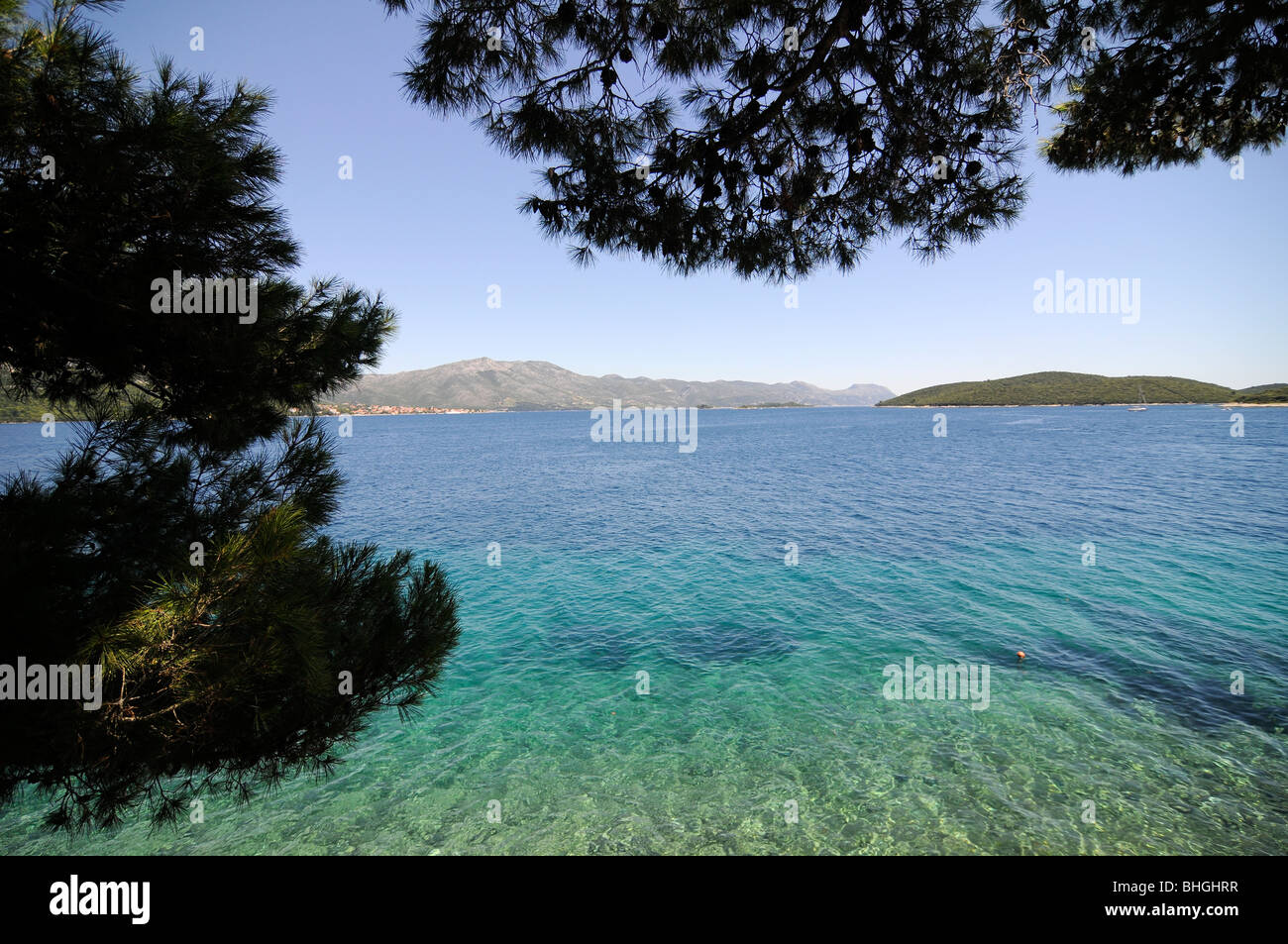 Une vue sur la mer Adriatique, à partir de l'île de Korcula (Croatie) Banque D'Images