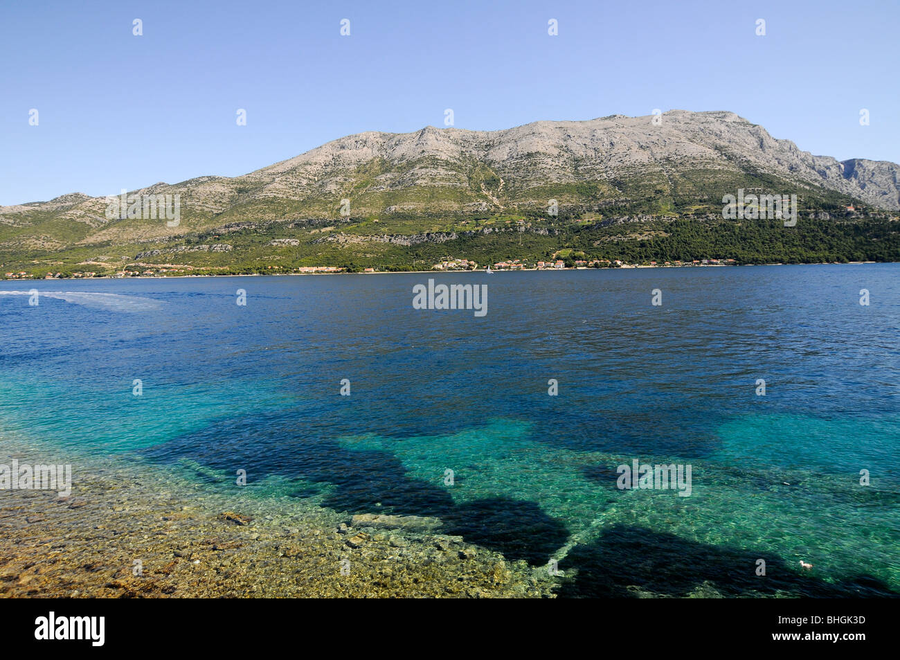Une vue sur la mer Adriatique, à partir de l'île de Korcula (Croatie) Banque D'Images