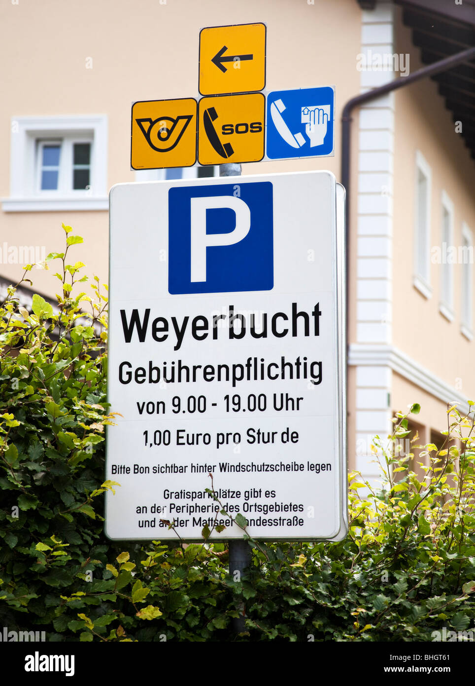 Payez et affichez l'Autriche signe Parking Autriche Europe Banque D'Images