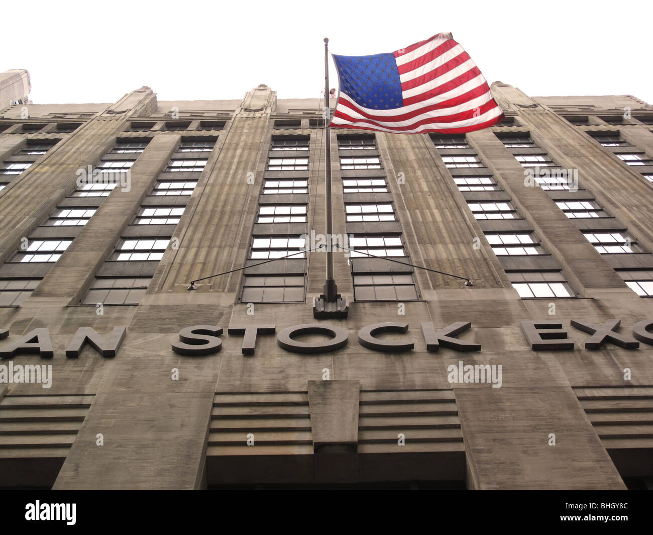 New York Stock Exchange avec le drapeau américain Banque D'Images