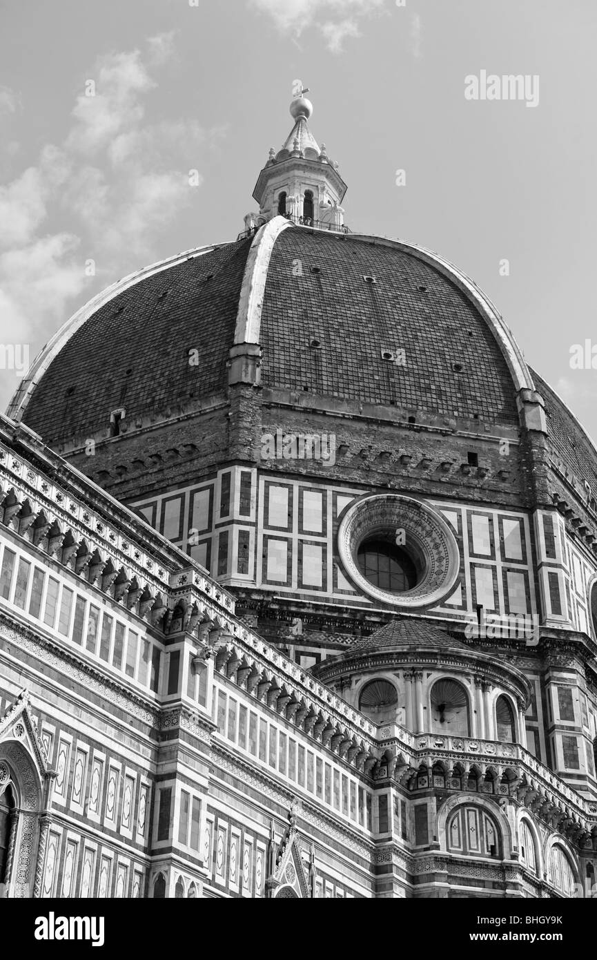 Noir & blanc, de la coupole de la Basilique de Santa Maria del Fiore ou Duomo de Florence. Banque D'Images
