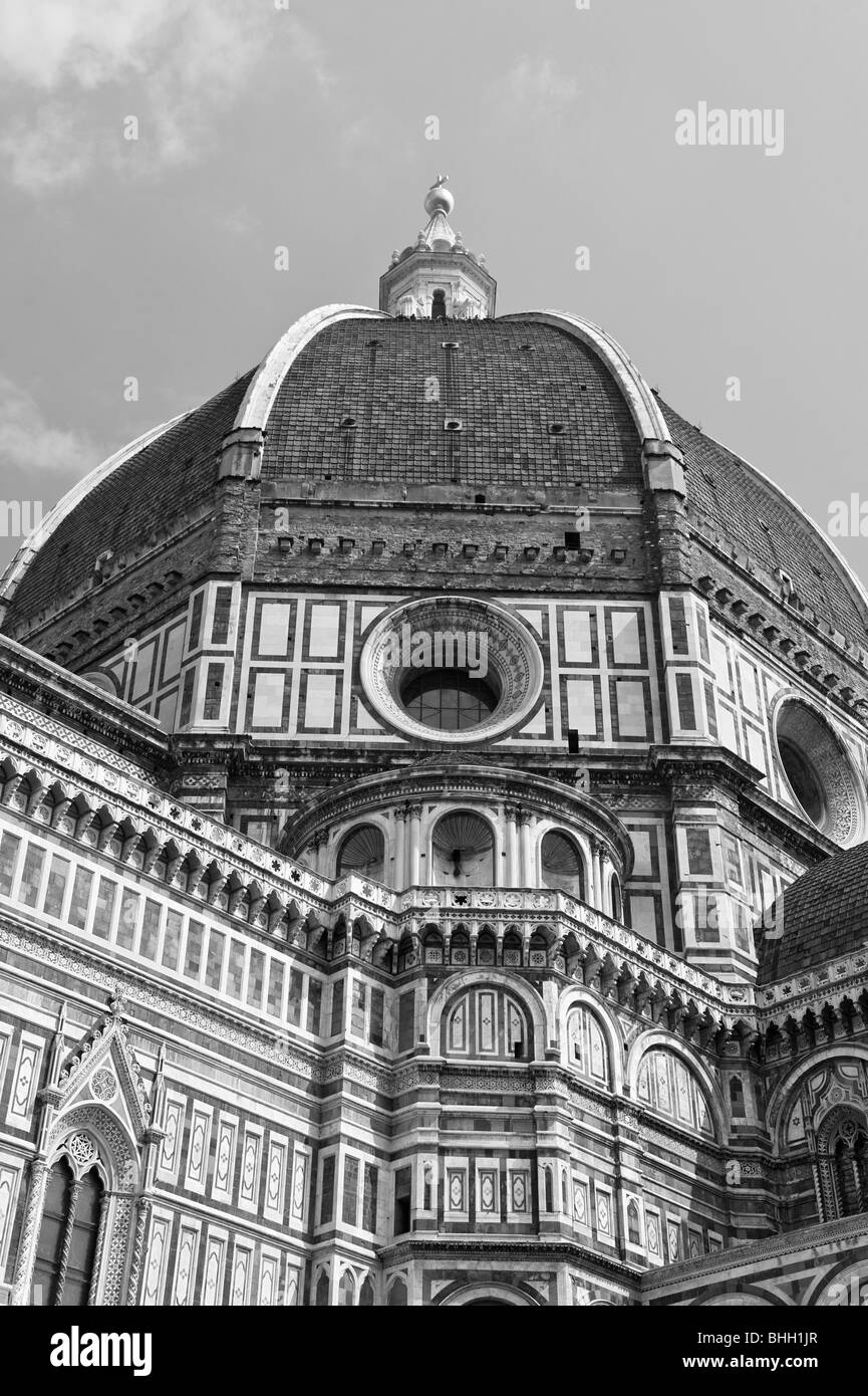 Noir & blanc, de la coupole de la Basilique de Santa Maria del Fiore ou Duomo de Florence. Banque D'Images