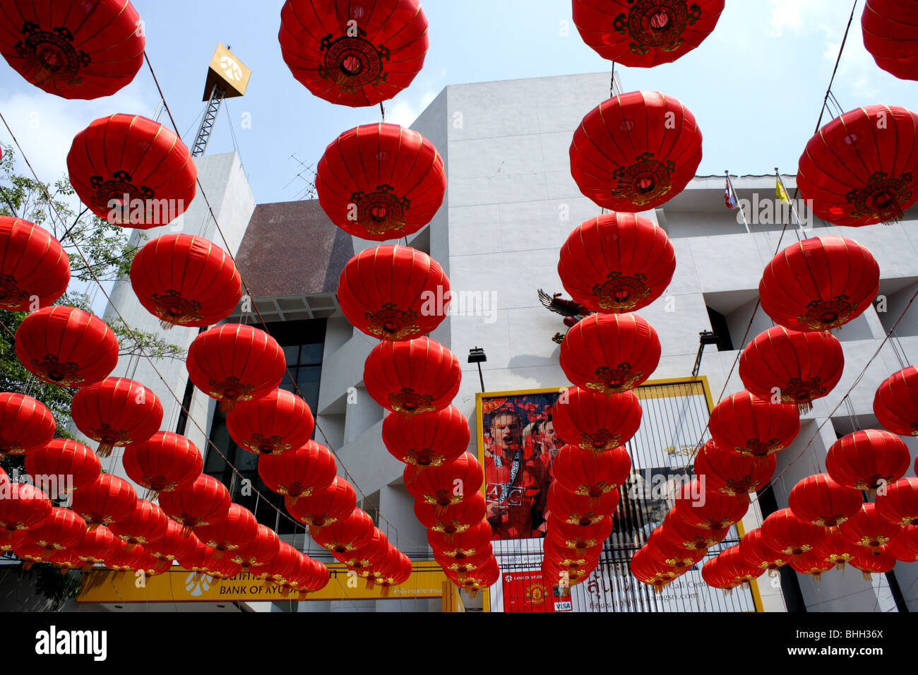 Lanternes chinoises décoration à Yaowarat Road, Bangkok , Thaïlande , Chinatown Banque D'Images