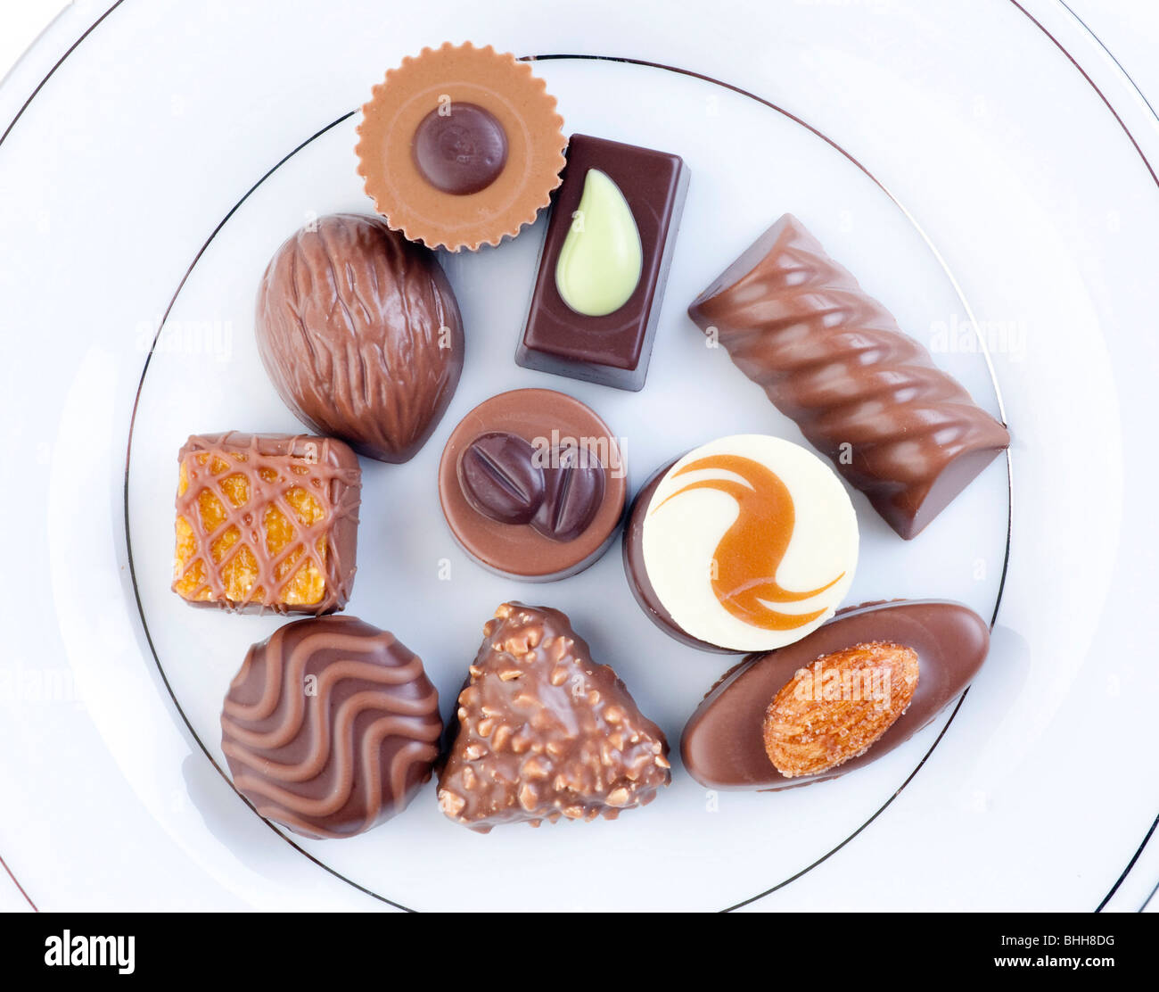 Assortiment de chocolats suisse de luxe Banque D'Images