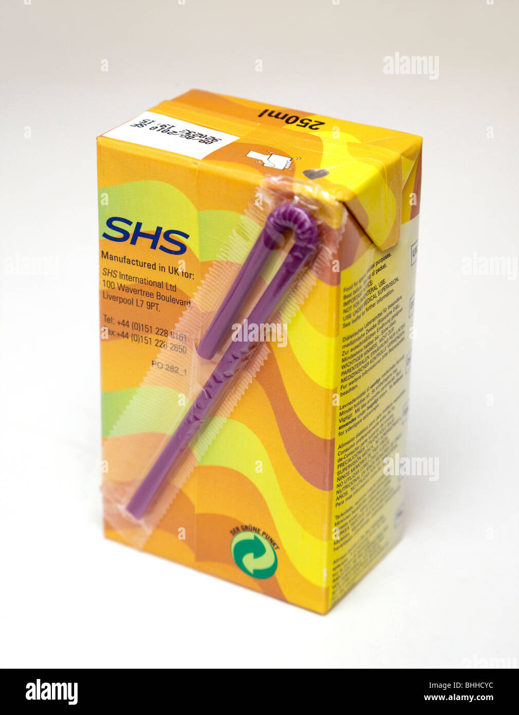 SHS de l'alimentaire liquide verre Banque D'Images