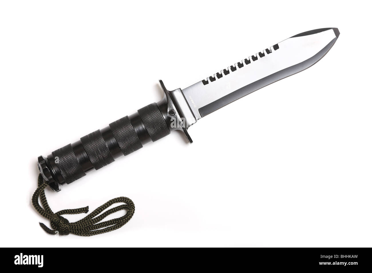 Couteau de survie isolé sur fond blanc. Banque D'Images