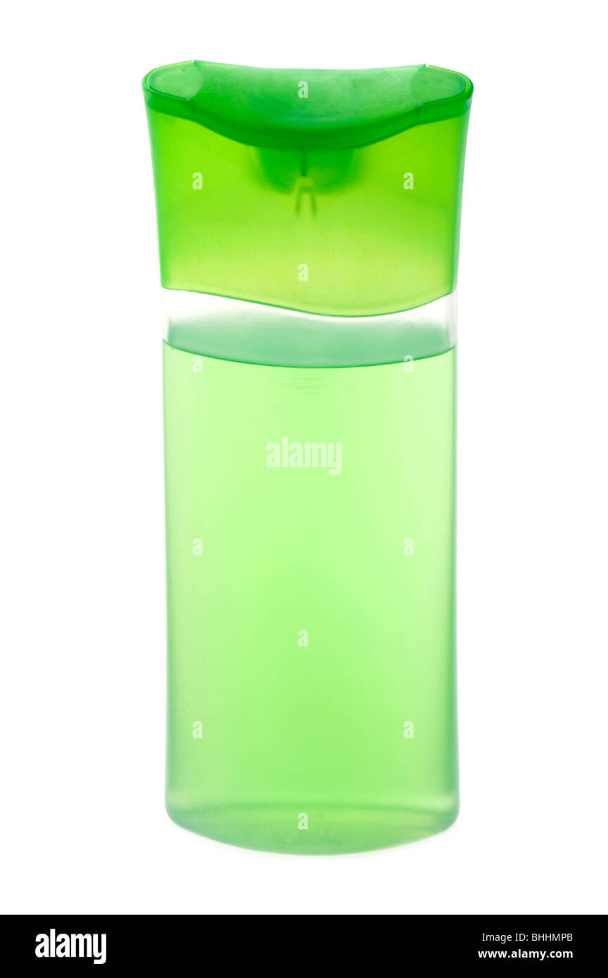 Objet sur blanc - vert bouteille de shampoing... Banque D'Images