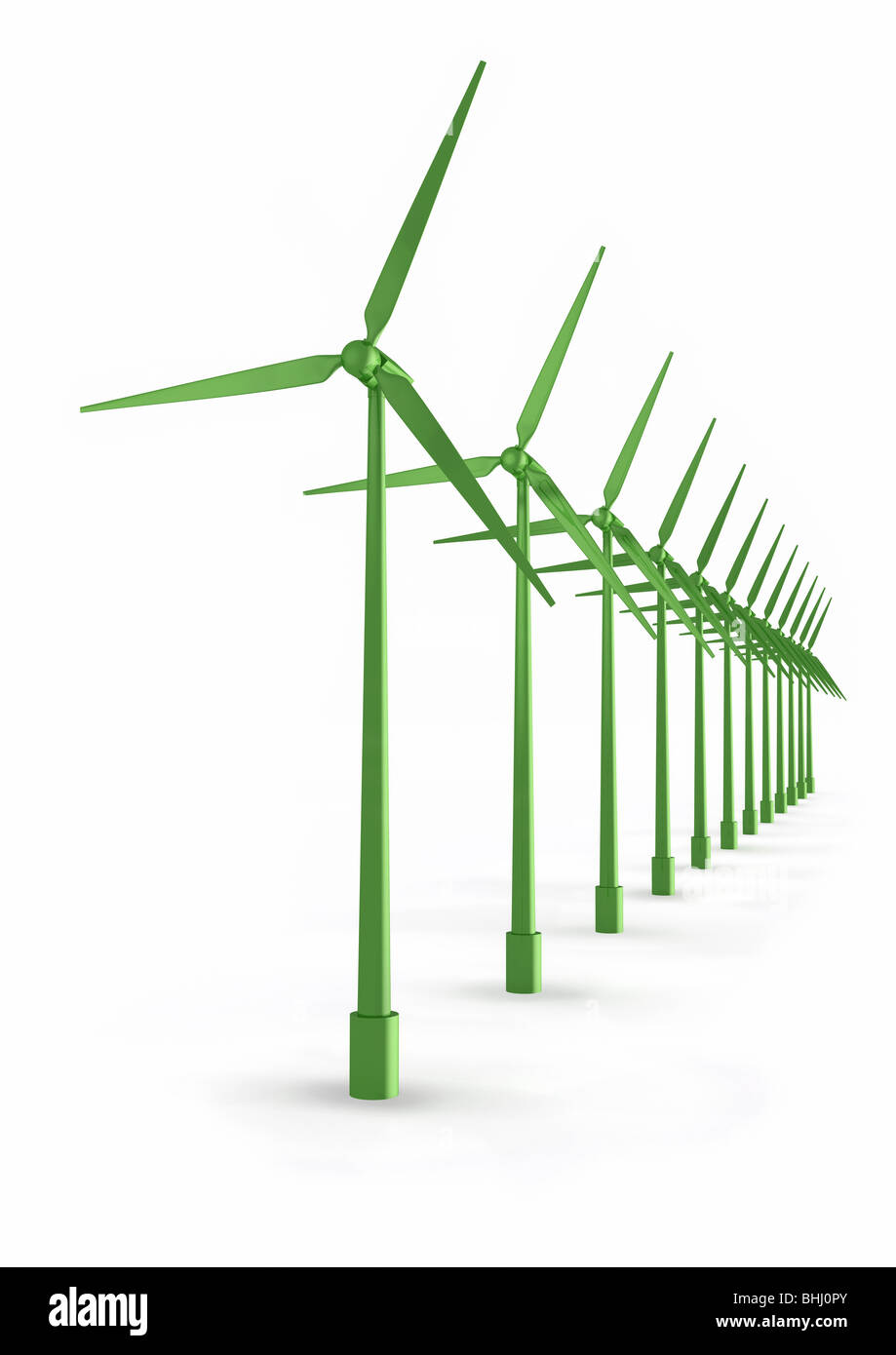 Les moulins à vent sur fond blanc - Windkraftanlagen auf weiss Banque D'Images