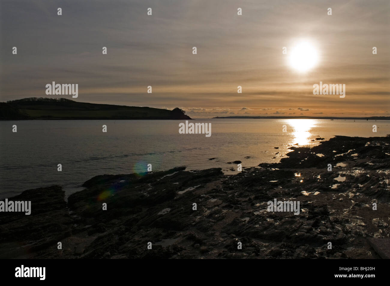 Coucher du soleil à St Mawes à Cornwall England UK Banque D'Images