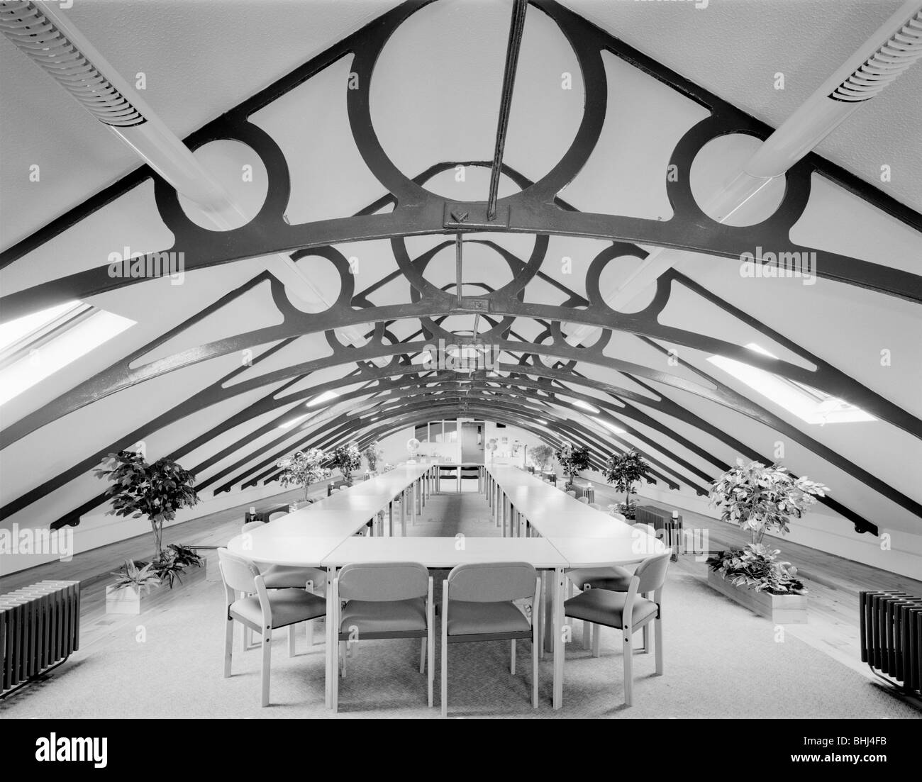 Mezzanine dans les combles de l'ancienne fabrique de dentelle Fox Gifford, blettes, Somerset, 1999. Artiste : EH/RCHME photographe personnel Banque D'Images