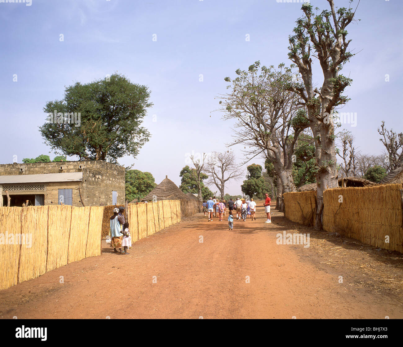 Village local, le Parc National du Delta du Saloum, au Sénégal Banque D'Images