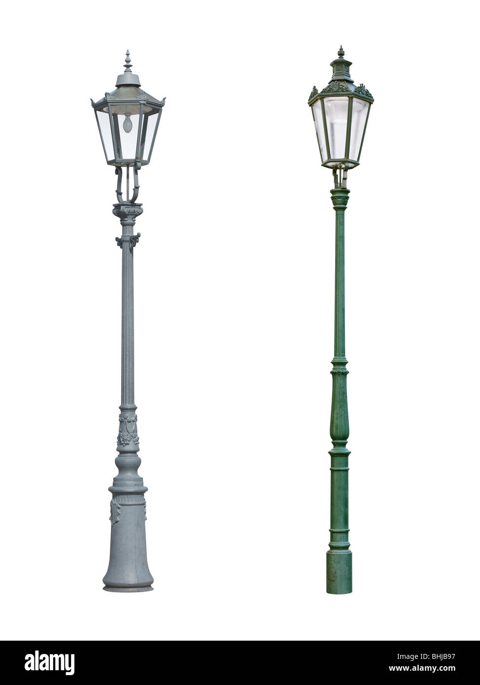 Street light lampadaire isolé sur fond blanc Banque D'Images