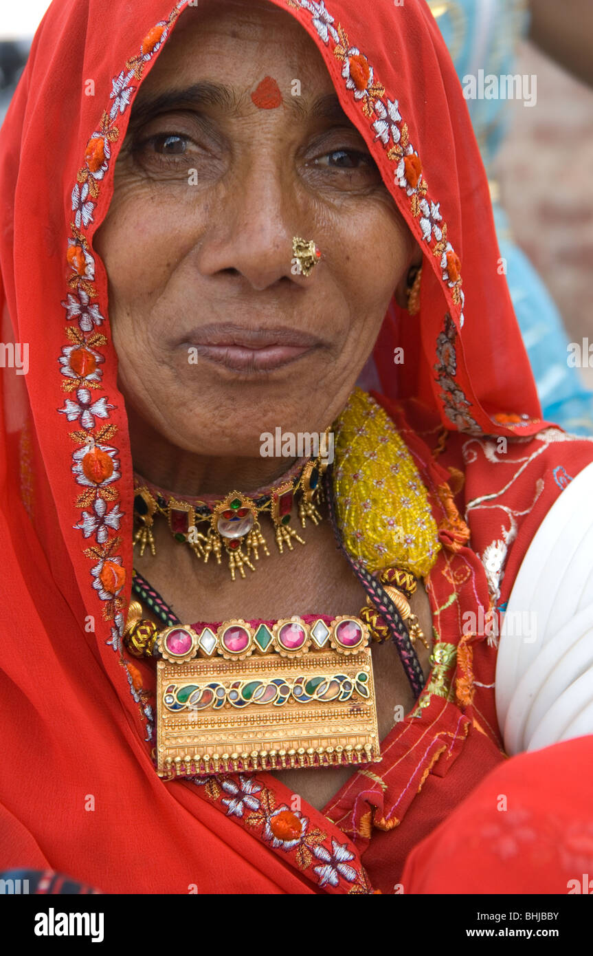 Portrait de Dame, vieille ville de Jodhpur, Rajasthan, India Banque D'Images