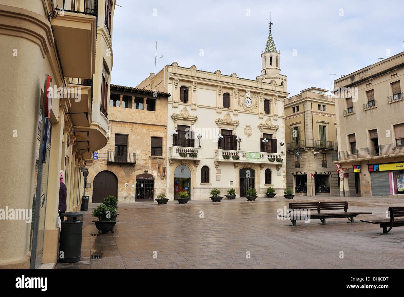 Square et le conseil de ville, Vilafranca del Penedes. Banque D'Images