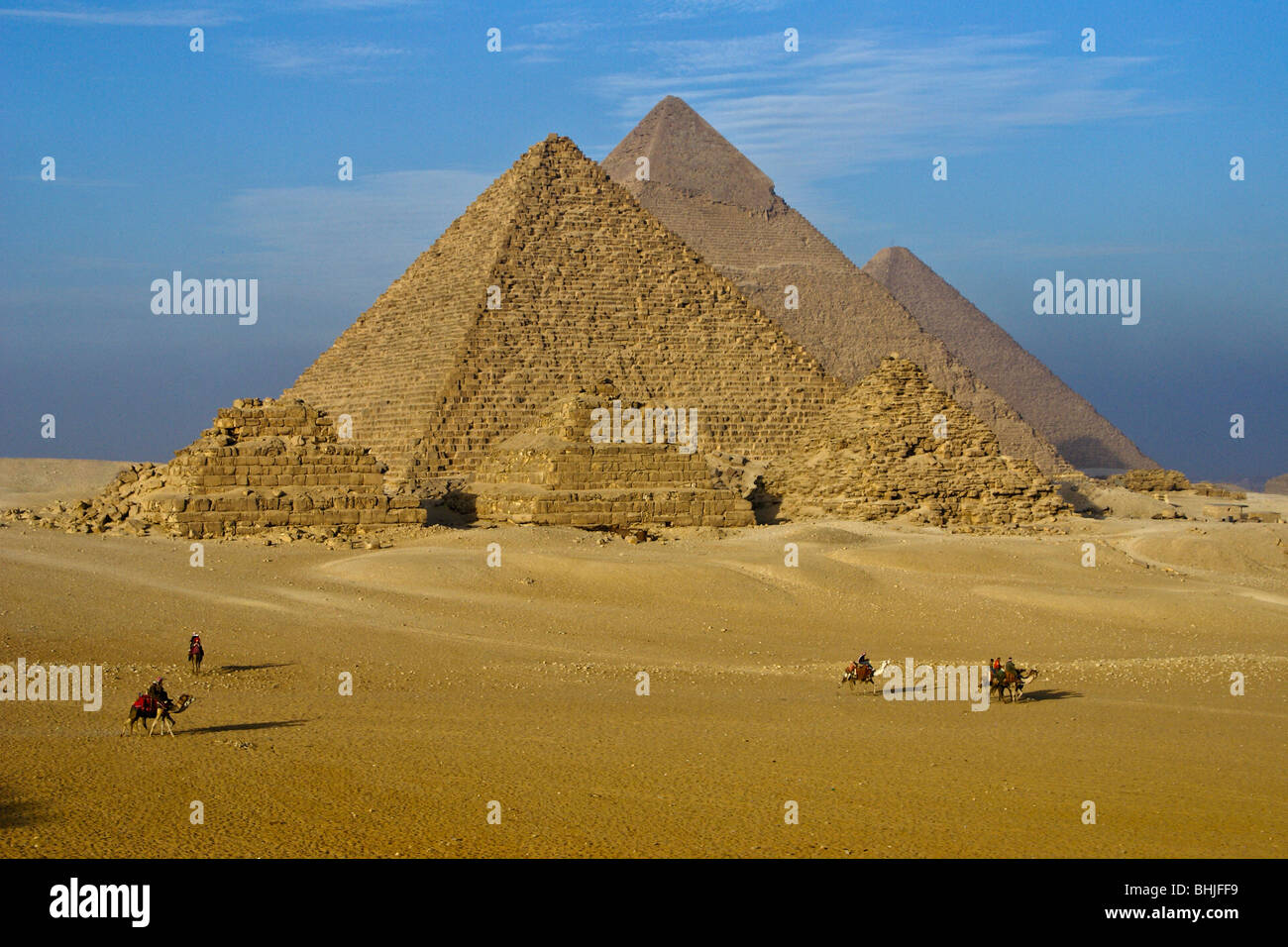 Les Pyramides de Gizeh, Le Caire, Egypte Banque D'Images