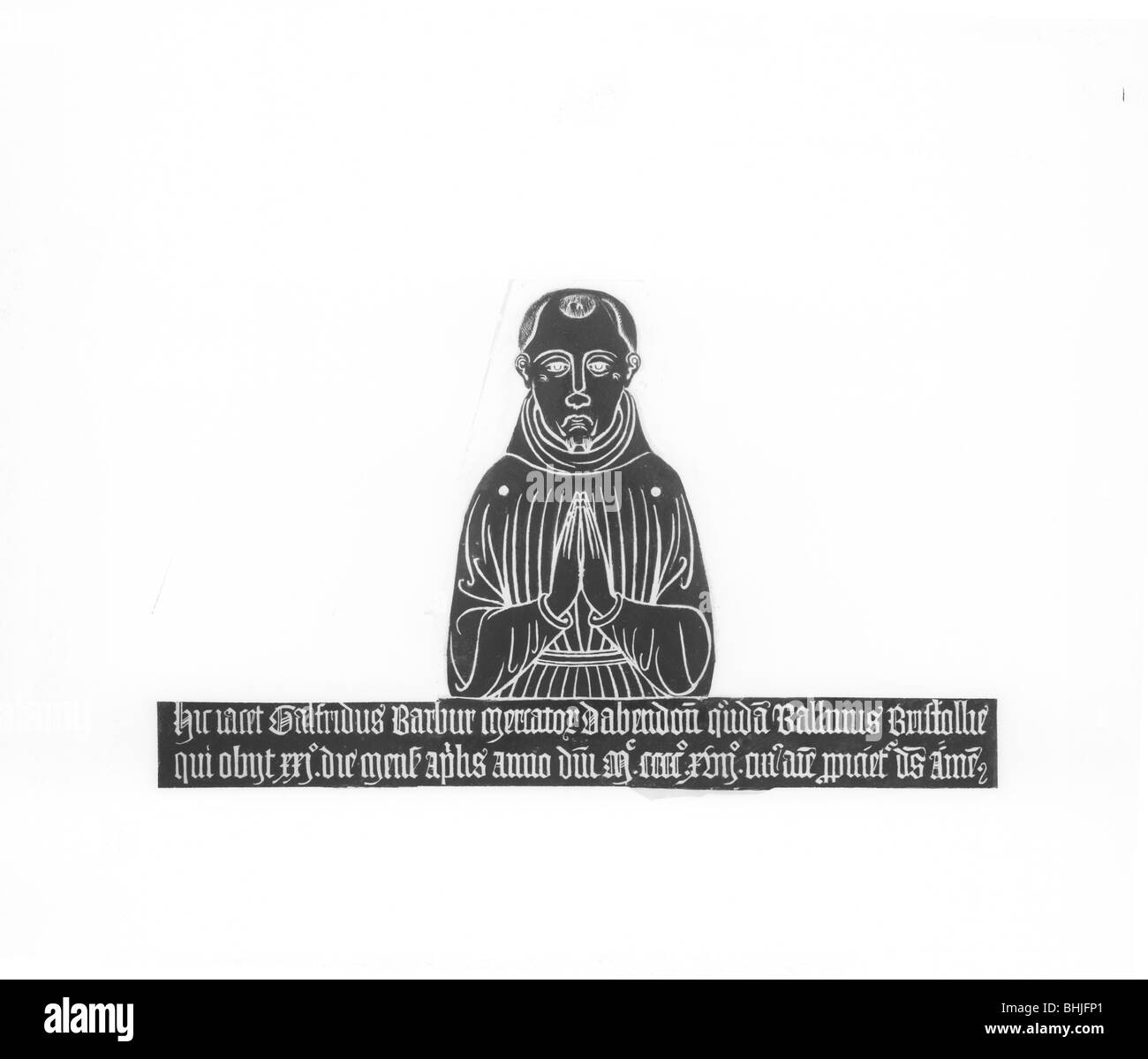 Frotter en laiton d'un monument à Geoffrey Barbour, de l'église St Helens, Abingdon, c1860-c1922. Artiste : Henry Taunt Banque D'Images