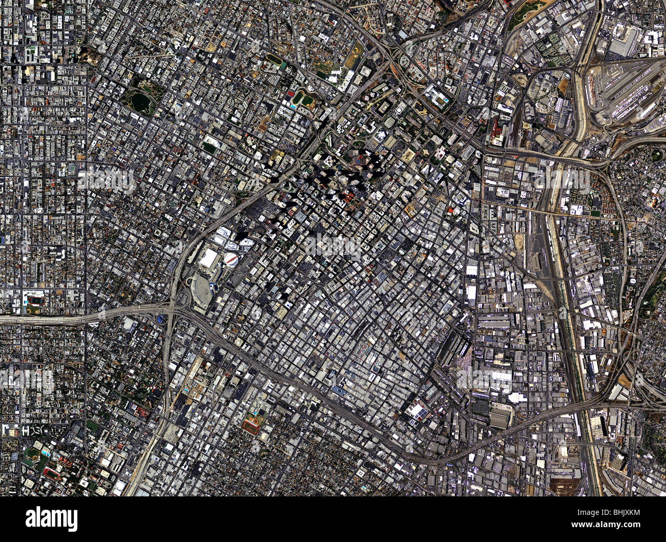Carte aérienne vue au-dessus du centre-ville de Los Angeles en Californie Banque D'Images