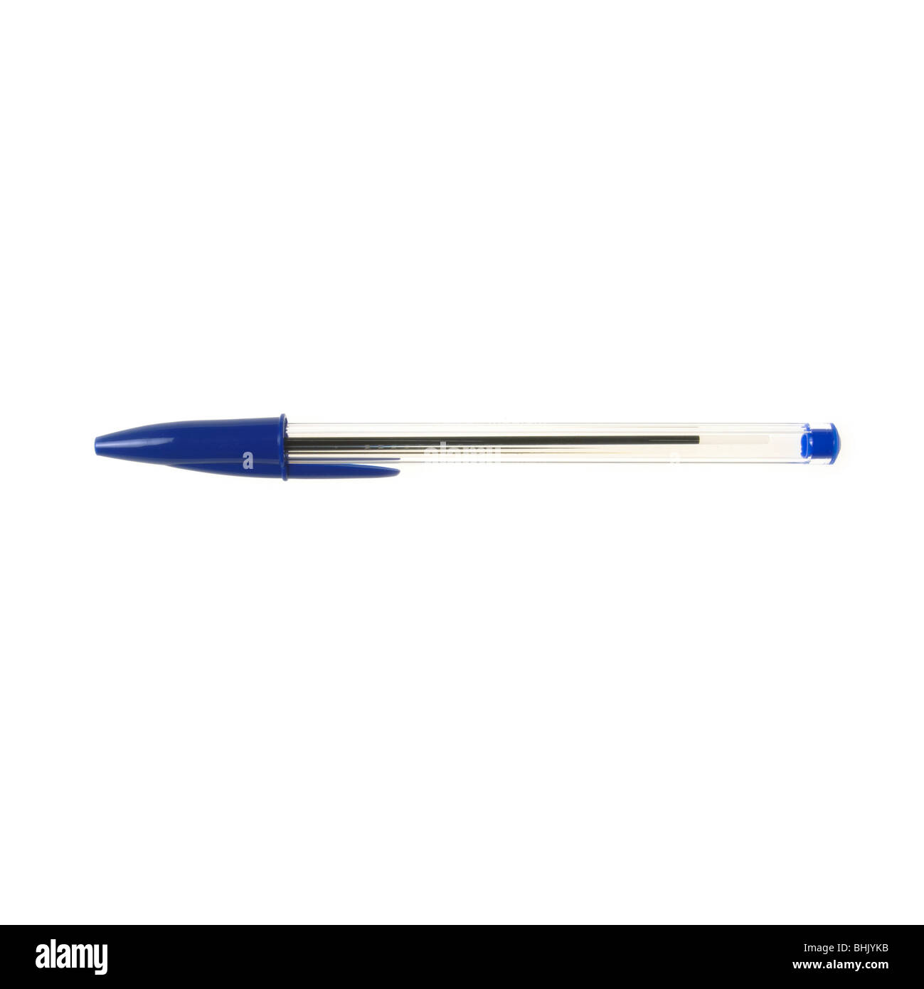 Coup de stylo bic bleu sur fond blanc Photo Stock - Alamy