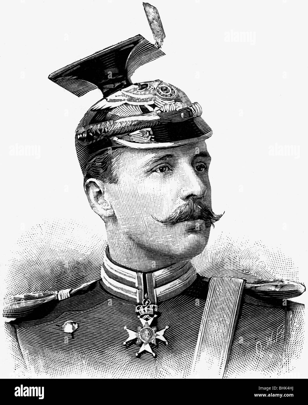 Friedrich, 20.1.1865 - 26.5.1946, Prince de Waldeck et Pyrmont 12.5.1896 - 13.11.1918, portrait, gravure de bois, 1895, Banque D'Images