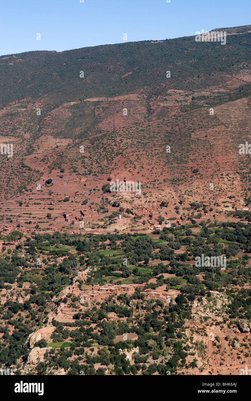 Les montagnes du Haut Atlas à partir de la Tizi n' Tichka, Haut Atlas, Maroc. Banque D'Images