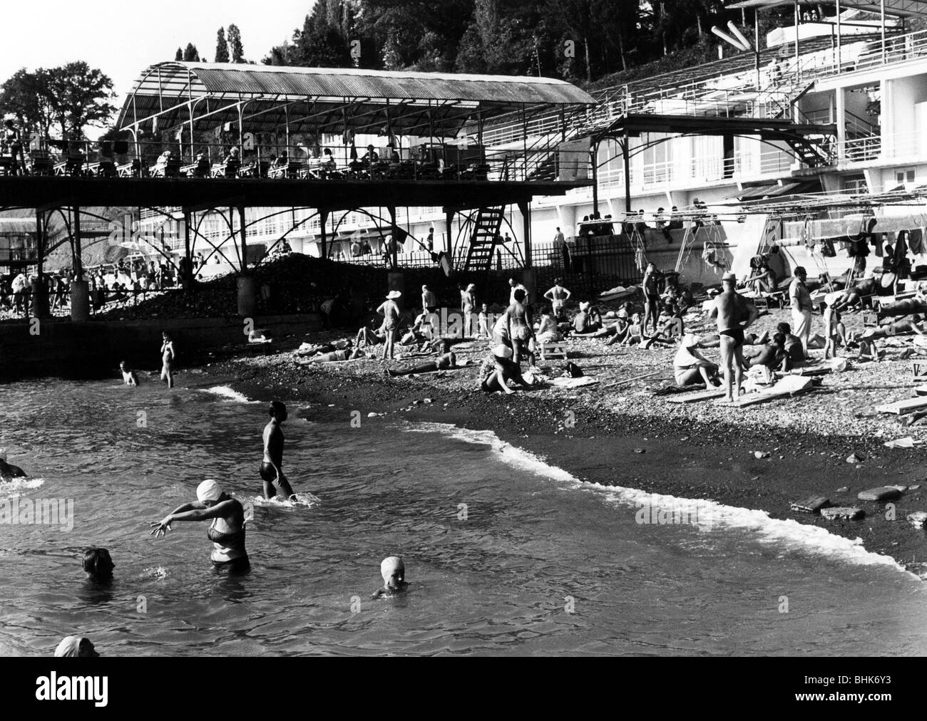 Géographie / voyages, Russie, Sotchi, plages, plage à la mer Noire, 1971, Banque D'Images