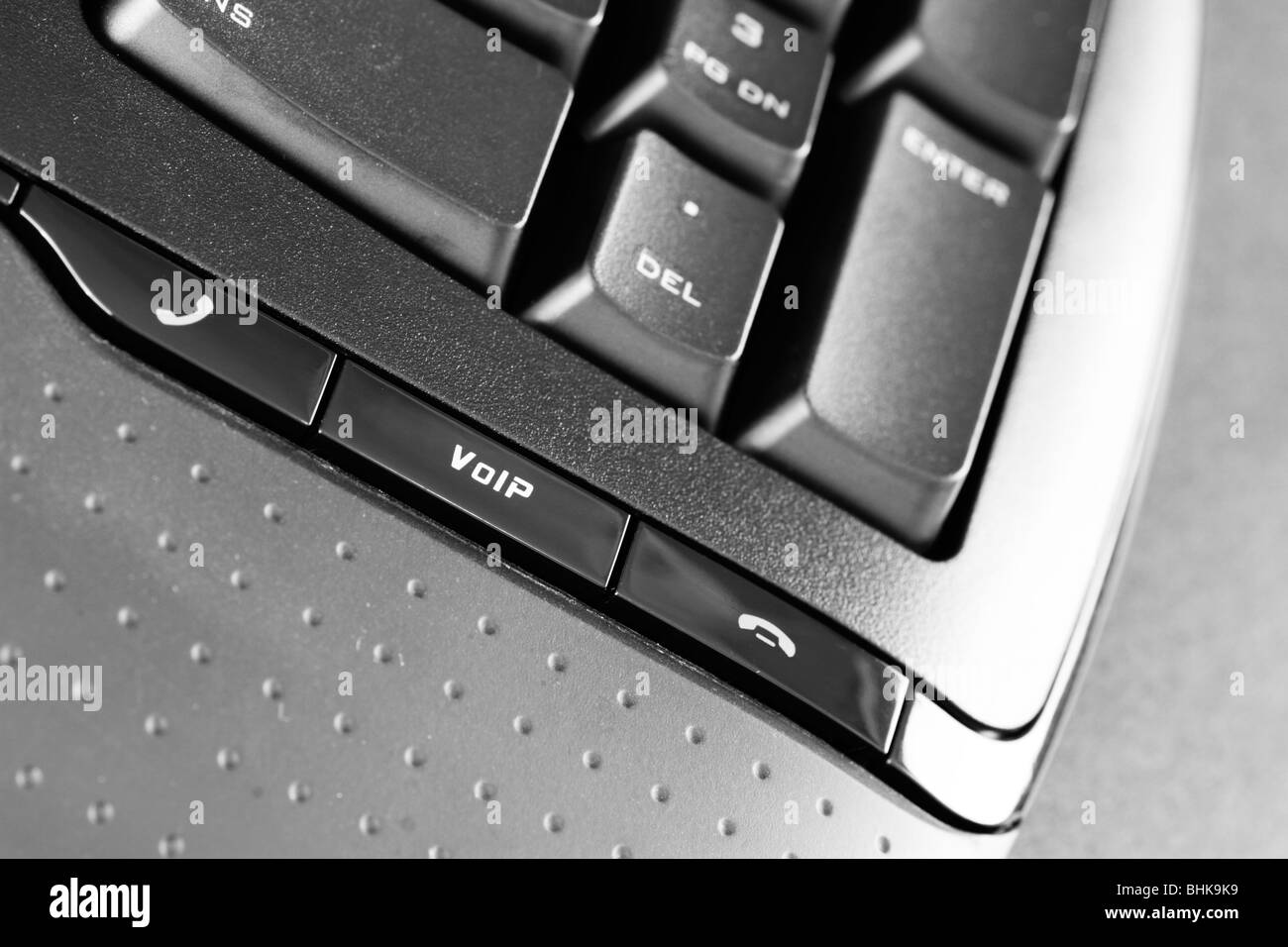 Un clavier d'ordinateur avec touches VOIP Banque D'Images