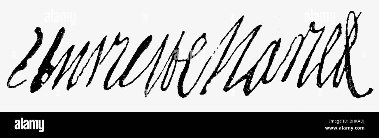 Henrietta Maria, 26.11.1609 - 31.8.1669, Reine Consort d'Angleterre 11.5.1625 - 30.1.1649, signature, Banque D'Images