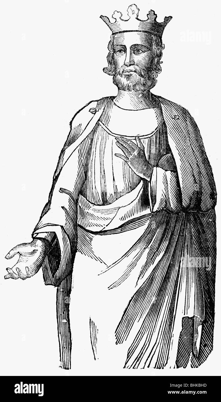 Louis III, vers 864 - 5.8.882, roi de Francia occidentale 879 - 882, demi-longueur, gravure sur bois, XIXe siècle, , Banque D'Images
