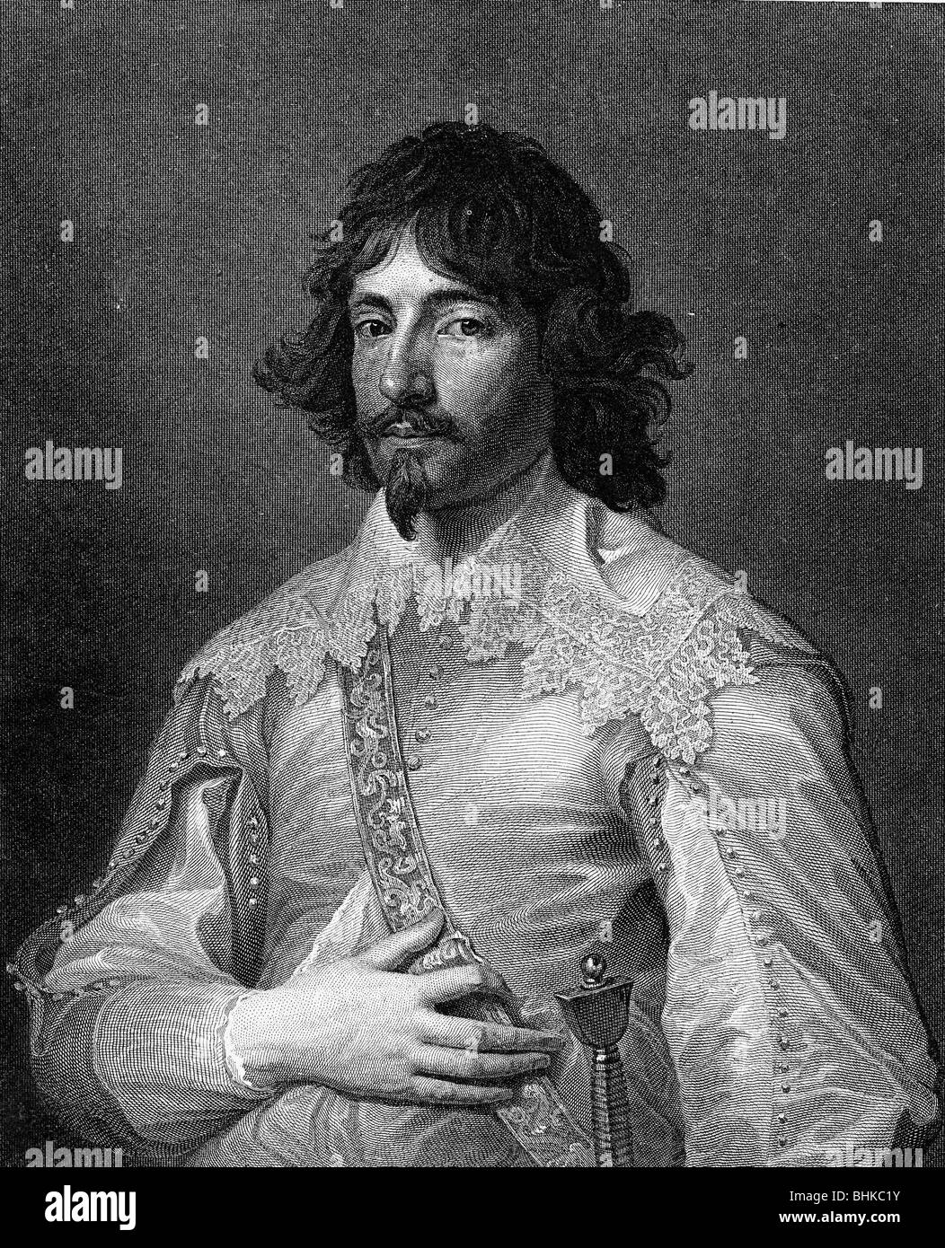 Peuple, homme, XVIIe siècle, cavalier de la cour du roi Charles I, vers 1630 - 1650, Banque D'Images