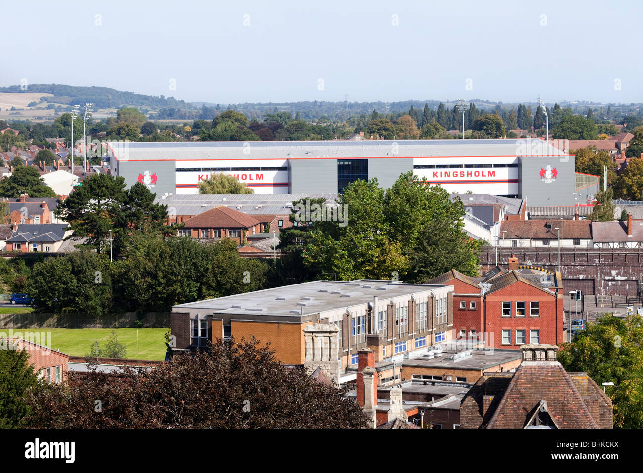 Le terrain du Club de rugby de Gloucester à Kingsholm, Gloucester Banque D'Images