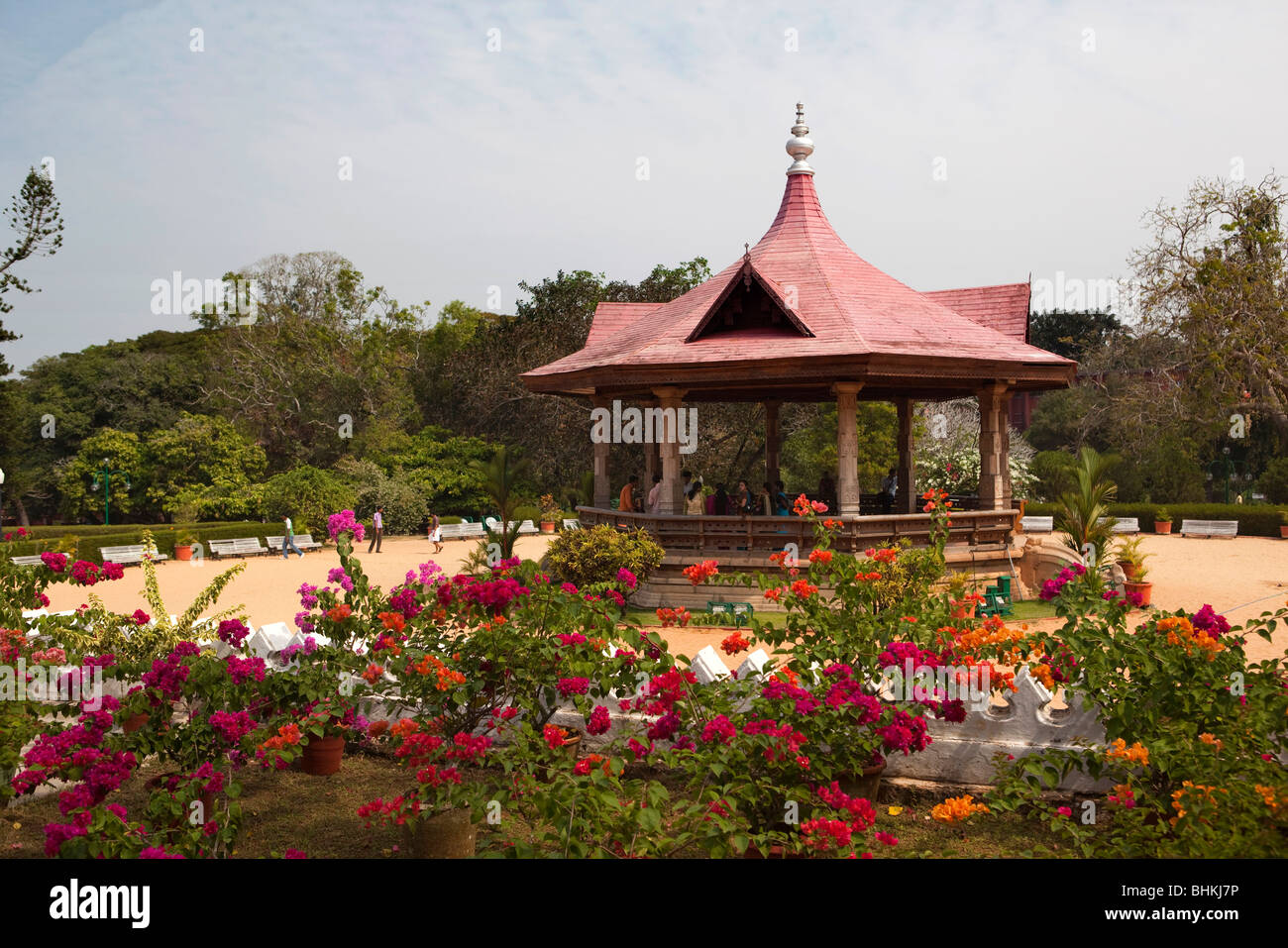 L'Inde, le Kerala, Thiruvananthapuram (Trivandrum), parc public, pavillon, près de Napier Museum Banque D'Images