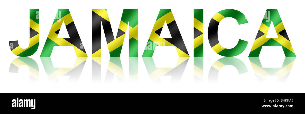 La Jamaïque lettrage réfléchissant/mot avec drapeau chinois en médaillon. Banque D'Images