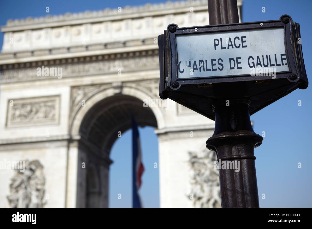 Place Charles De Gaulle signent à Paris, France Banque D'Images