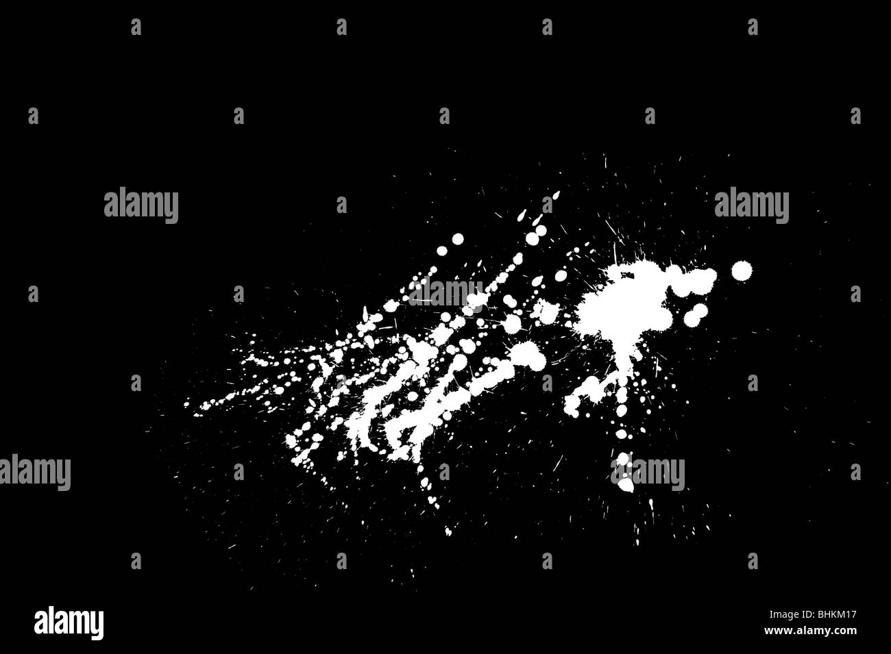 Peinture blanche sur une toile noire. Banque D'Images