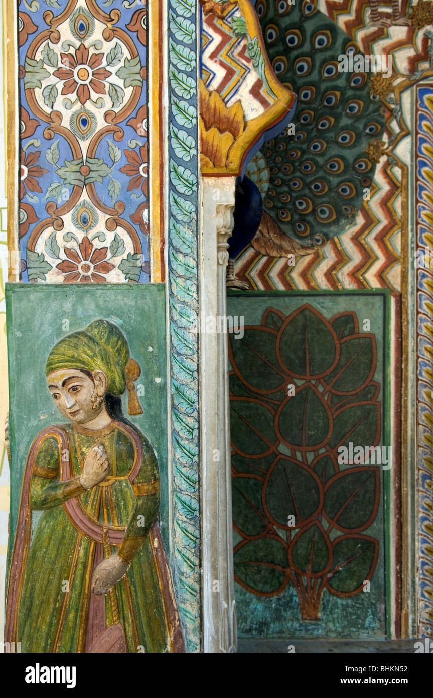 Détails de la ville magnifiquement décorée Palace de Jaipur, Rajasthan, Inde Banque D'Images