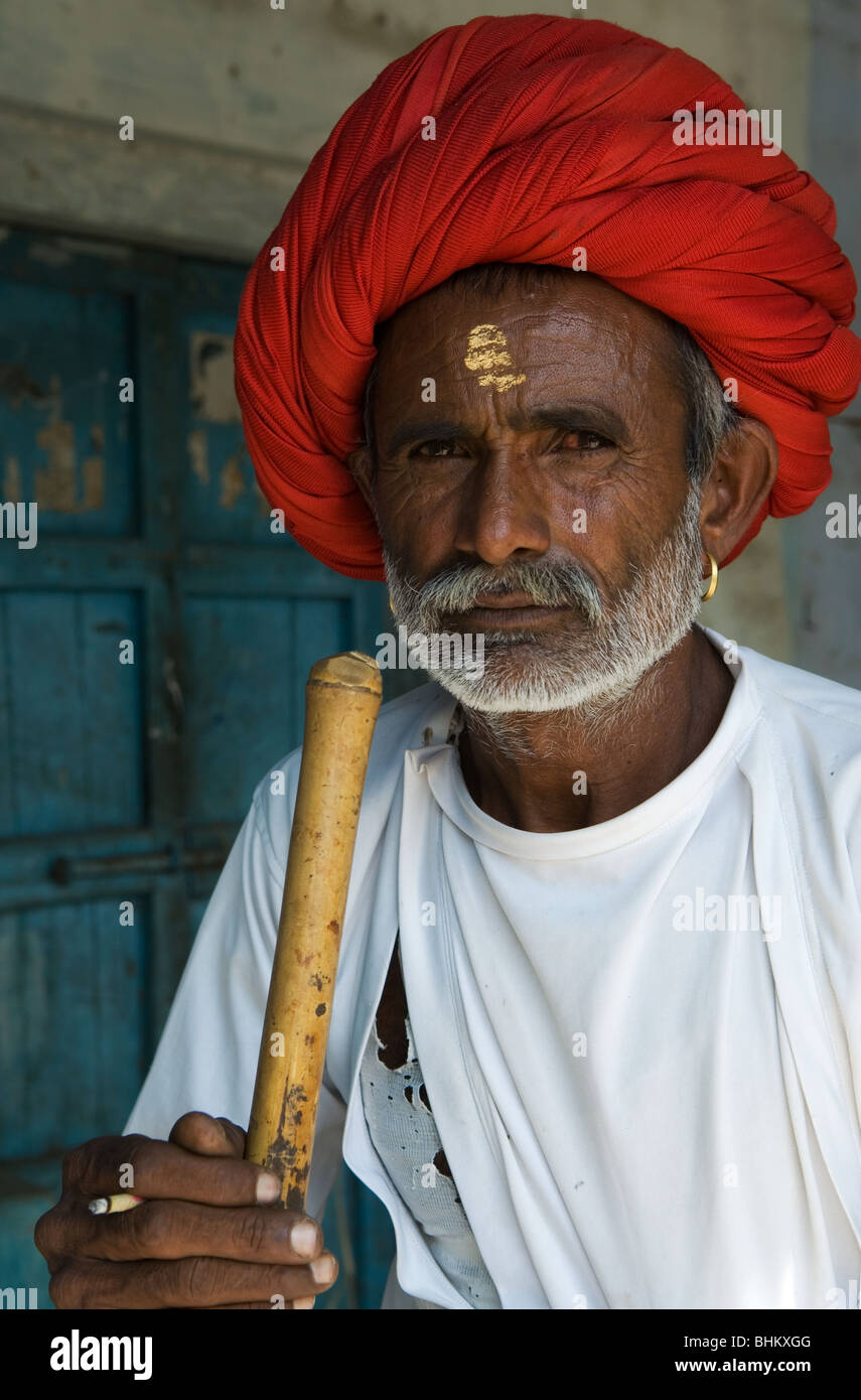 Portrait de Rajput, près d'Udaipur, Rajasthan Banque D'Images