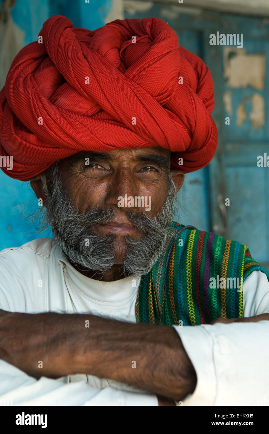 Portrait de Rajput, près d'Udaipur, Rajasthan Banque D'Images