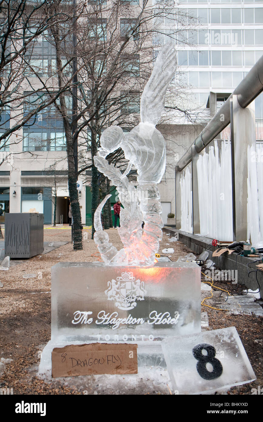 Une sculpture de glace libellule sur l'affichage Banque D'Images