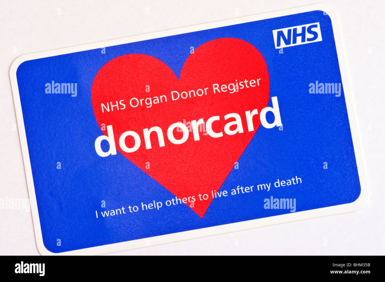 Registre des donneurs d'Donorcard NHS Banque D'Images