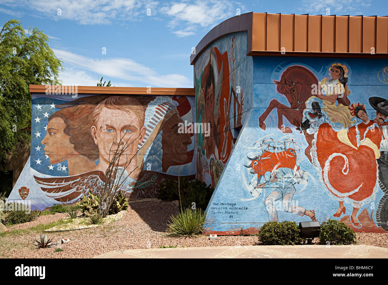 Chamizal National Memorial monument mural notre patrimoine sur centre d'El Paso au Texas USA Banque D'Images