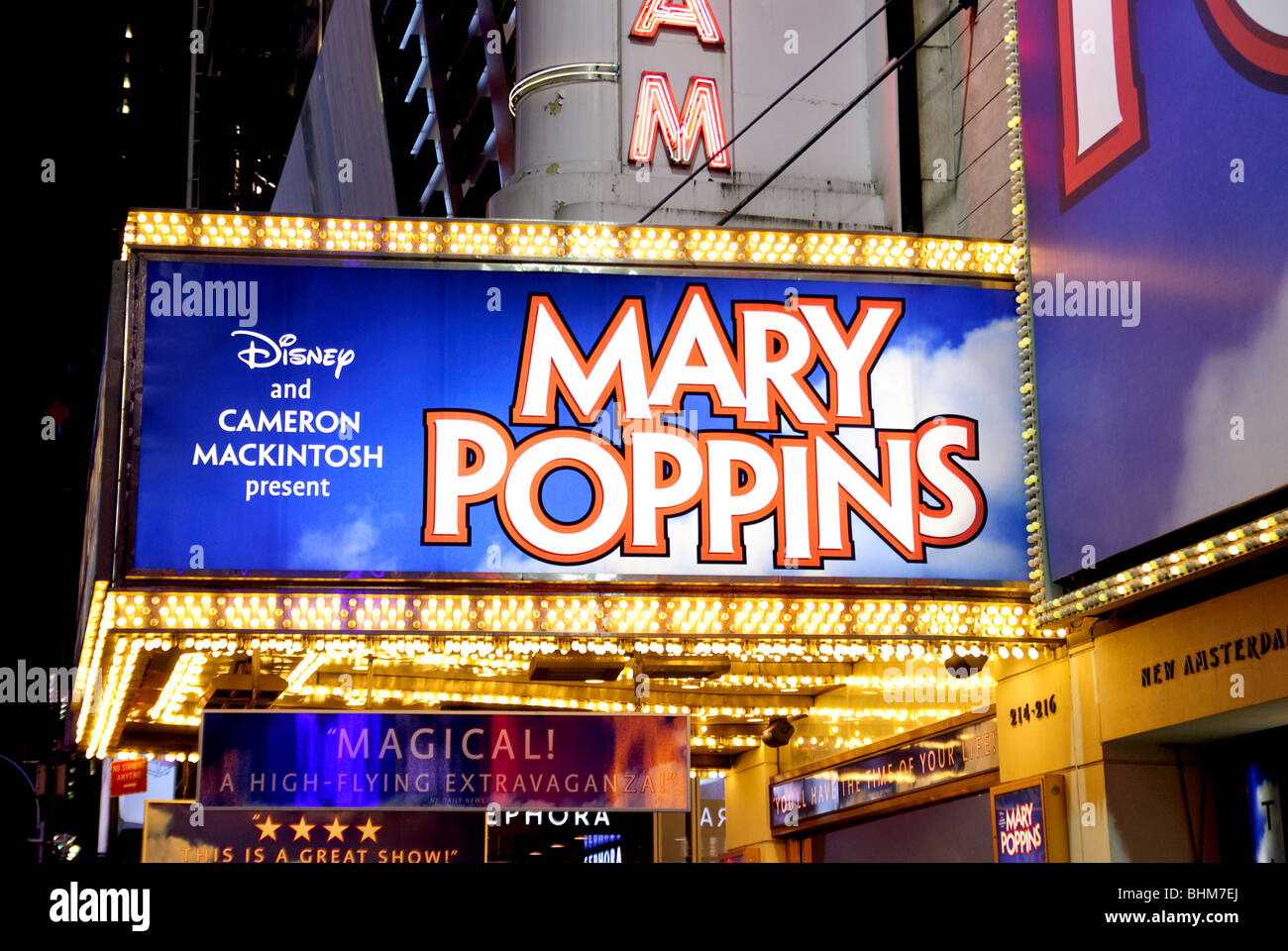 Mary Poppins' spectacle de Broadway, Times Square, New York City Banque D'Images